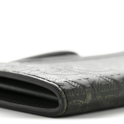 Calfskin Gancini Embossed Wristlet Clutch Dark Green