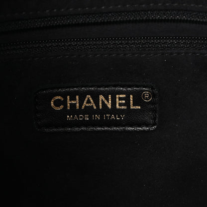 Calfskin Stitched Small Paris Rome Drawstring CC Bag Black