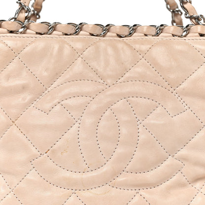 Lambskin Quilted Mini Chain Me Tote Light Beige