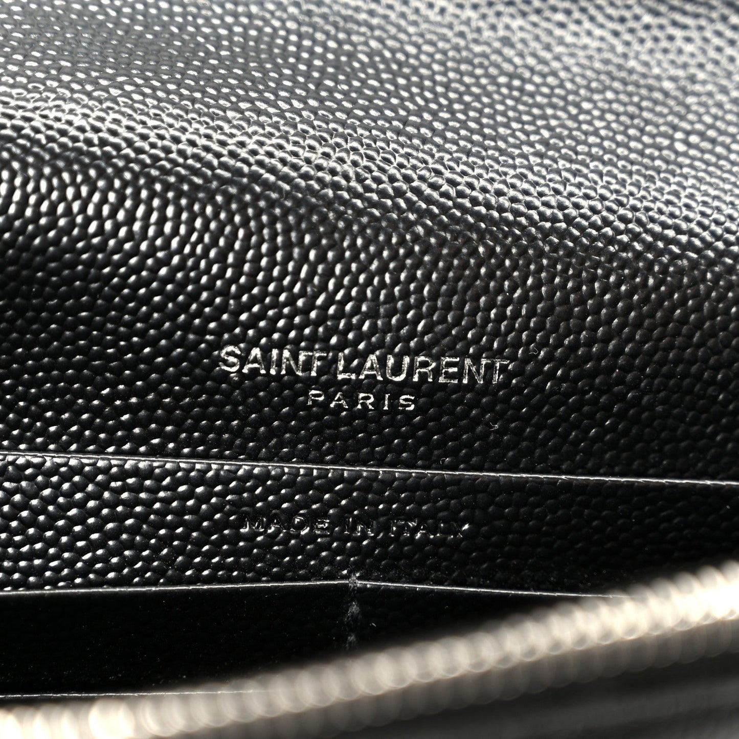 Grain De Poudre Matelasse Chevron Monogram Envelope Chain Wallet Black