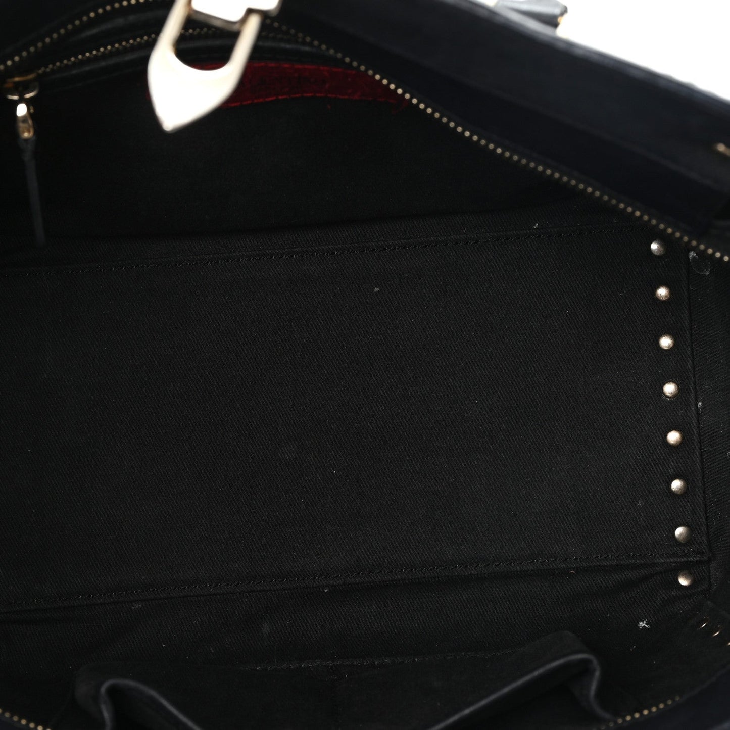 Vitello Small Rockstud Double Handle Tote Black