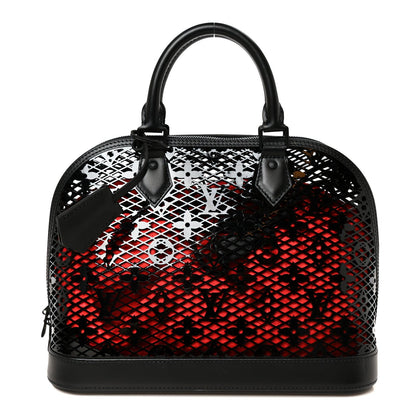 Patent Calfskin Laced Monogram Alma PM Black