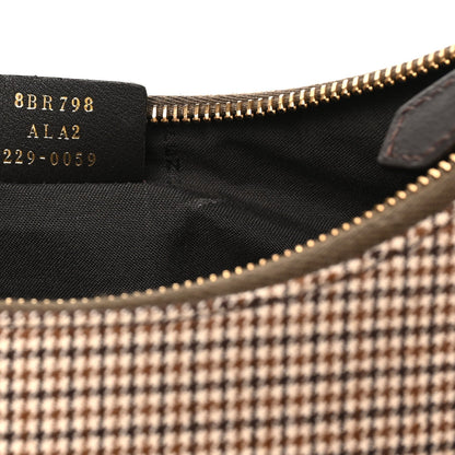 Wool Vitello Grace Small Houndstooth Small Fendigraphy Hobo Bag Beige Ebano