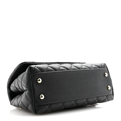 Caviar Quilted Mini Coco Handle Flap Black