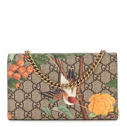 GG Supreme Monogram Tian Chain Wallet Beige Multicolor Red