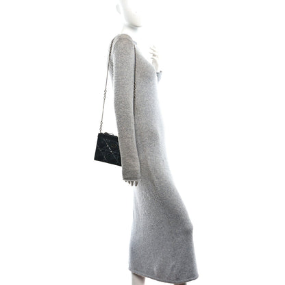 Calfskin Macrocannage Diamond Caro Zipped Pouch With Chain Black