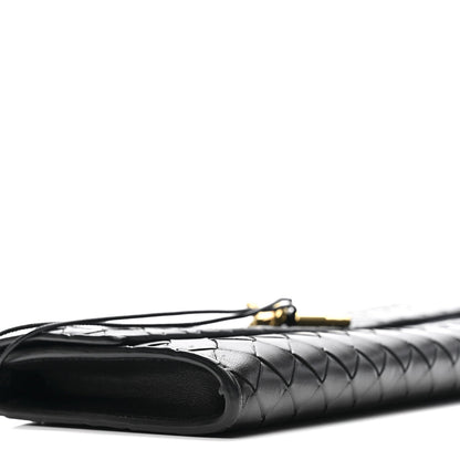 Nappa Intrecciato Long Andiamo Top Handle Clutch Black
