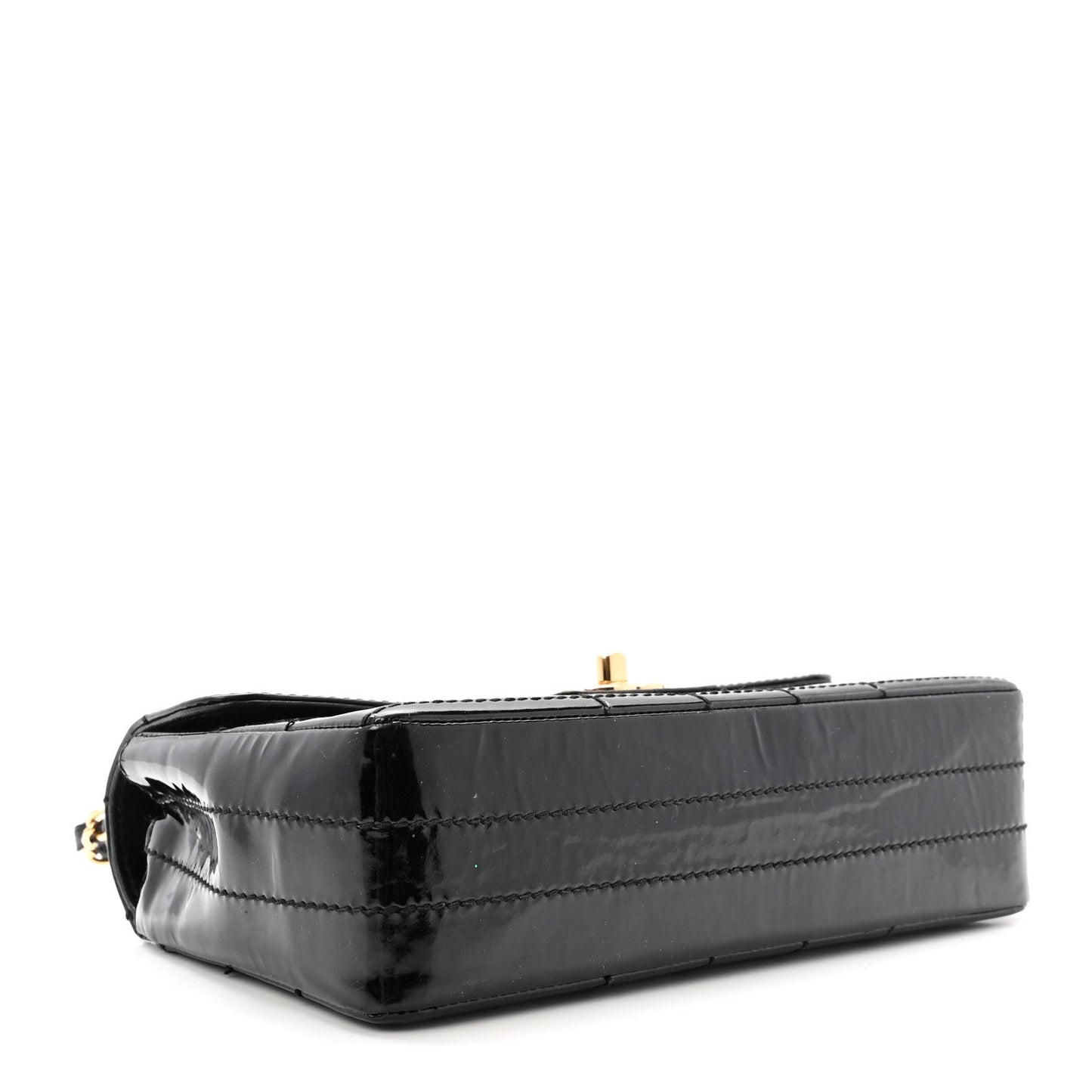 Patent Medium Chocolate Bar Flap Black