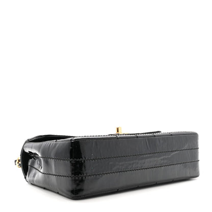 Patent Medium Chocolate Bar Flap Black