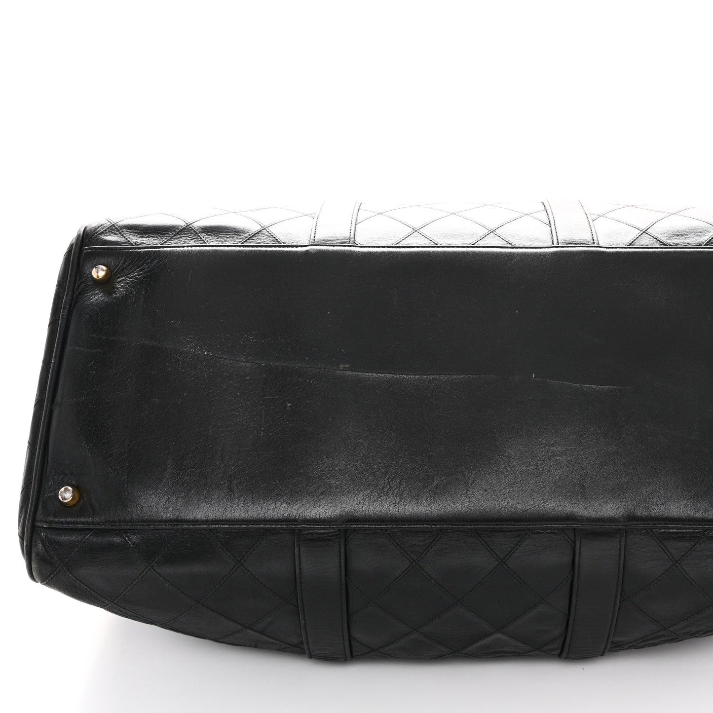 Calfskin Stitched Duffle Travel Bag Black
