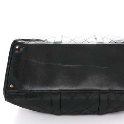 Calfskin Stitched Duffle Travel Bag Black