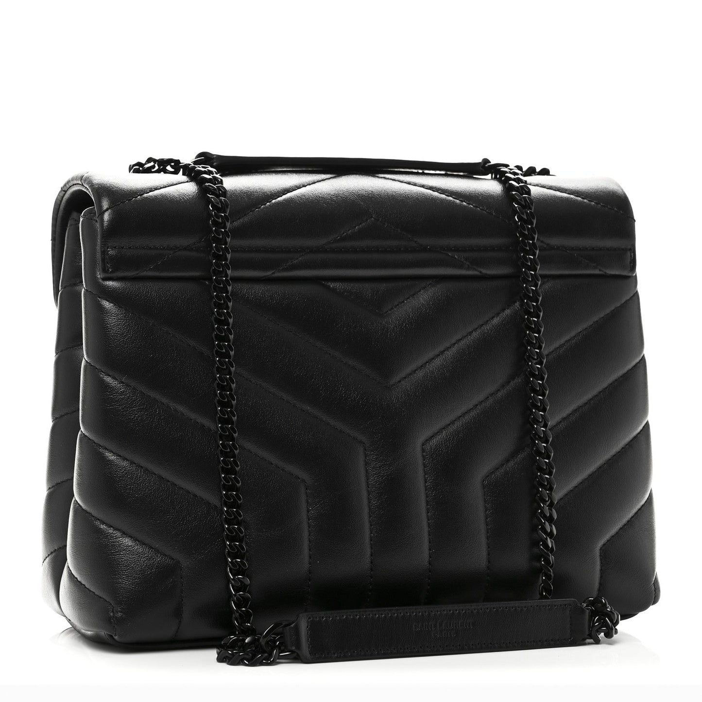 Calfskin Y Quilted Monogram Monochrome Small Loulou Chain Satchel Black