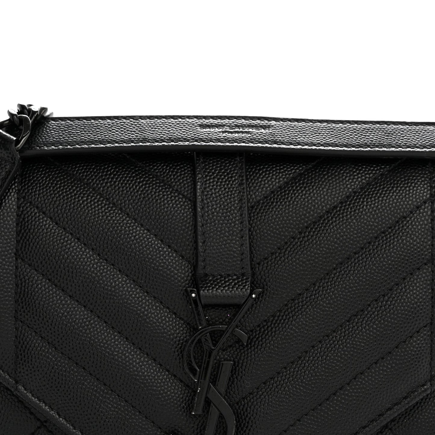 Grain De Poudre Textured Mixed Matelasse Triquilt Medium Monogram Monochrome Satchel Black