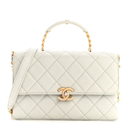 Caviar Quilted Medium Carry Me Top Handle Flap Light Blue