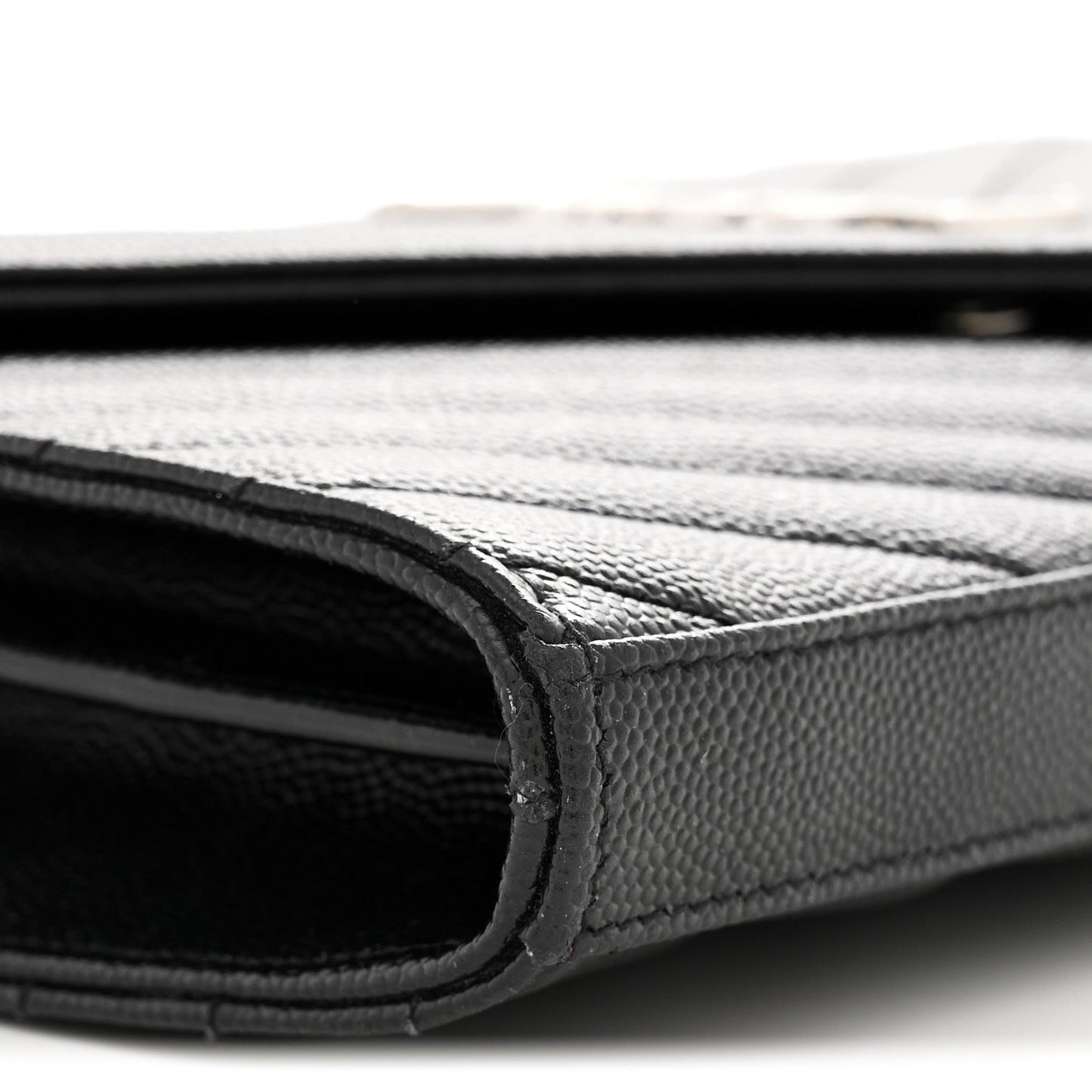 Grain De Poudre Matelasse Chevron Monogram Chain Wallet Black