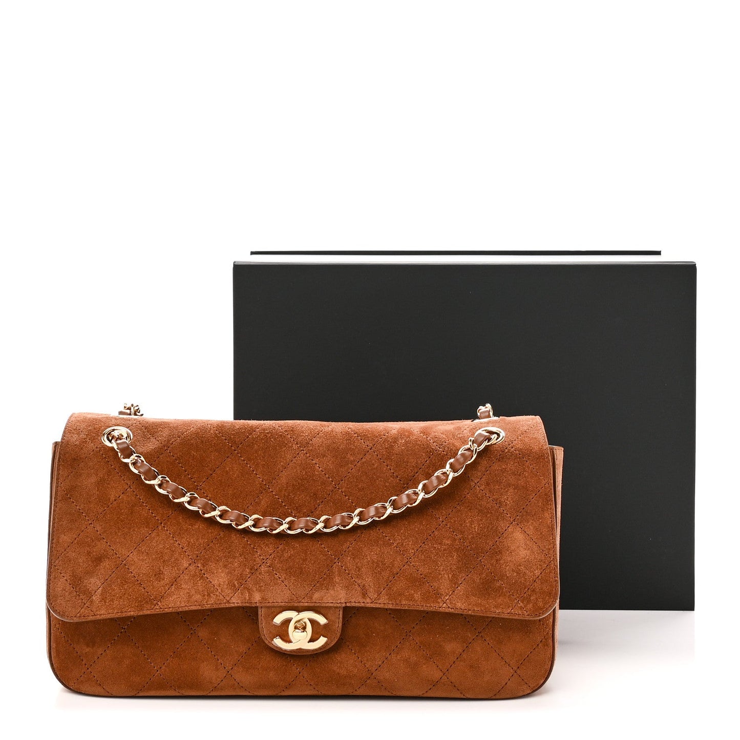 Suede Calfskin Small Souplissimo Maxi Flap Camel