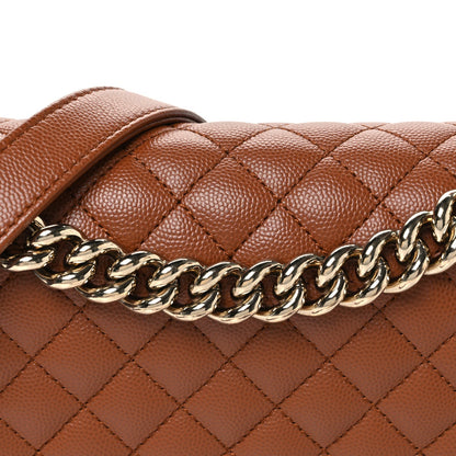 Caviar Quilted Medium Boy Flap Brown