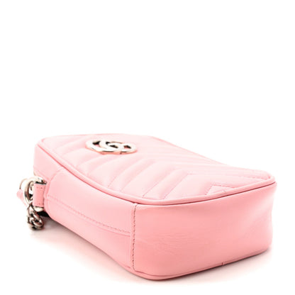 Calfskin Matelasse Mini GG Marmont Crossbody Bag Wild Rose