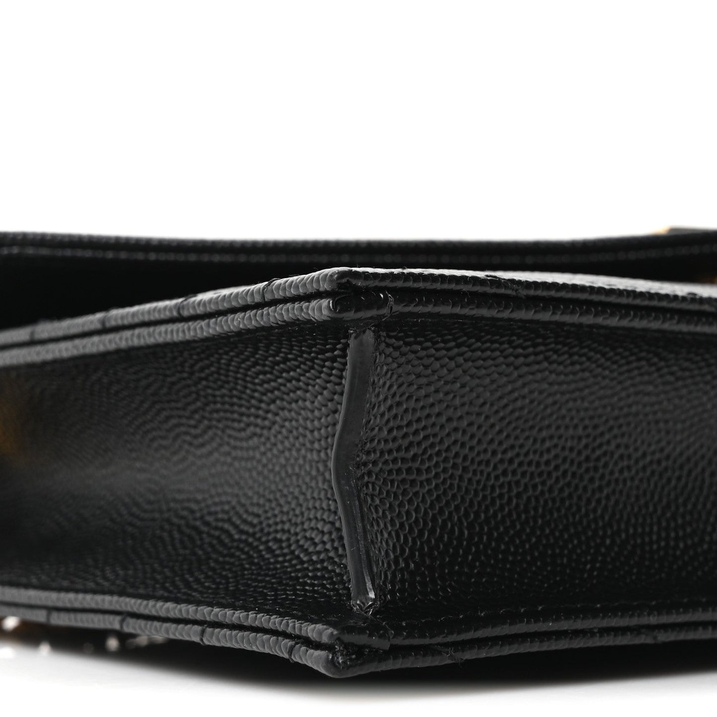 Grain De Poudre Matelasse Chevron Monogram Envelope Chain Wallet Black