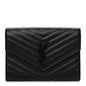 Grain De Poudre Matelasse Chevron Monogram Monochrome Envelope Clutch Black