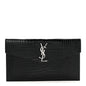 Calfskin Crocodile Embossed Uptown Monogram Clutch Black