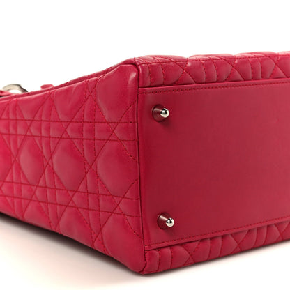 Lambskin Cannage Bow Medium Lady Dior Fuchsia