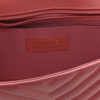 Calfskin Chevron Quilted Small Statement Flap Pink
