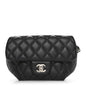 Calfskin Quilted CC Uniform Flap Belt Bag Black