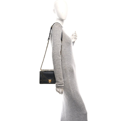 Lambskin Studded Medium Diorama Flap Bag Black
