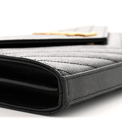 Grain De Poudre Matelasse Chevron Monogram Chain Wallet Black