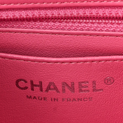 Lambskin Quilted Mini Rectangular Flap Pink