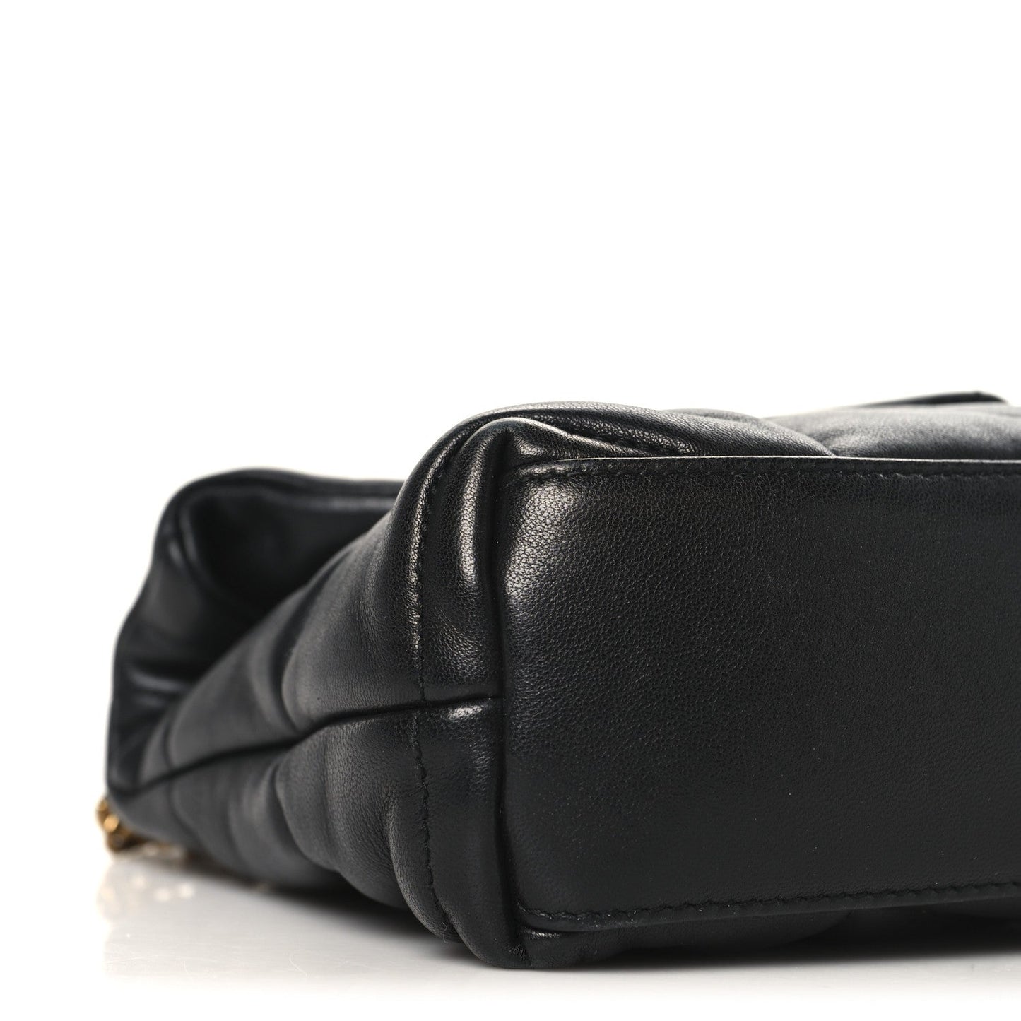 Lambskin Quilted Toy Loulou Puffer Monogram Chain Satchel Black