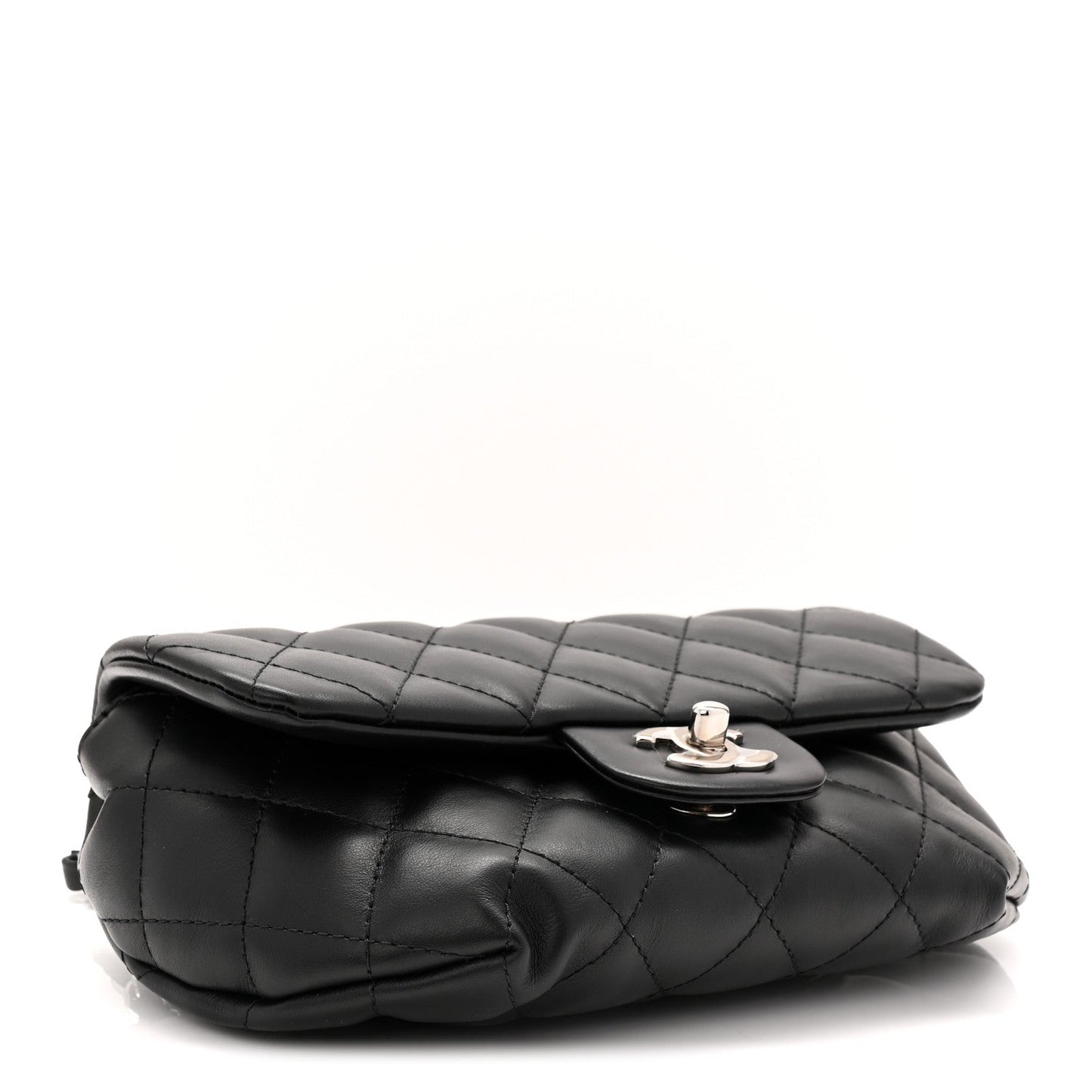 Calfskin Quilted CC Uniform Flap Belt Bag Black