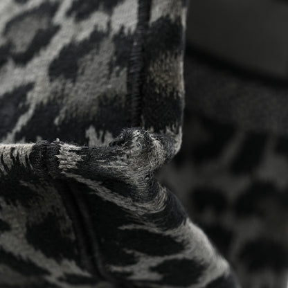 Canvas Mizza Embroidered Large Leopard Book Tote Grey