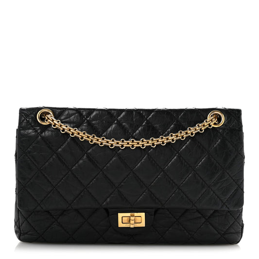 Aged Calfskin Quilted 2.55 Reissue 226 Flap Black
