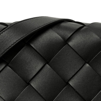 Grained Calfskin Intreccio Small Diago Crossbody Bag Black