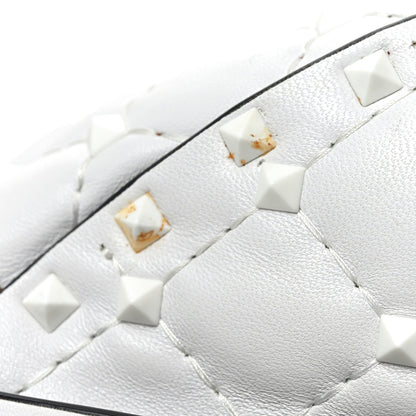 Lambskin Free Rockstud Spike Bowling Bag White
