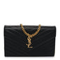Grain De Poudre Matelasse Chevron Monogram Chain Wallet Black