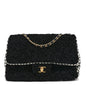 Shearling Tweed Jumbo Single Flap Black White