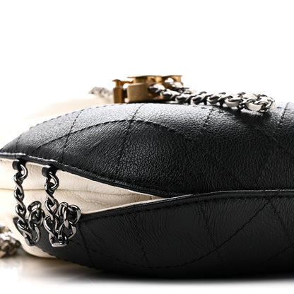 Aged Calfskin Quilted Small Gabrielle Bucket White Black