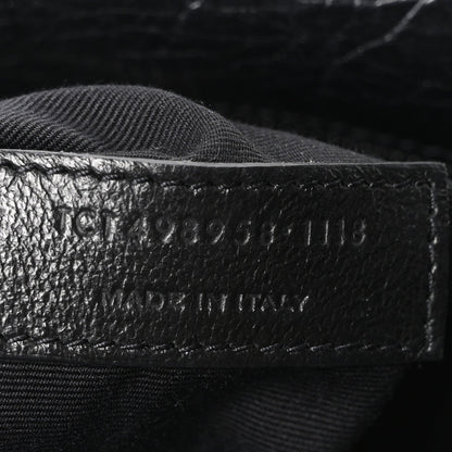 Crinkled Calfskin Matelasse Monogram Medium Niki Chain Satchel Black