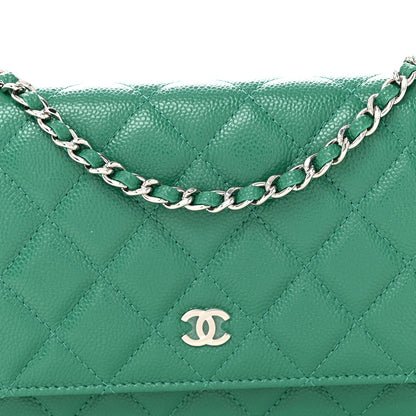 Caviar Quilted Wallet On Chain WOC Green