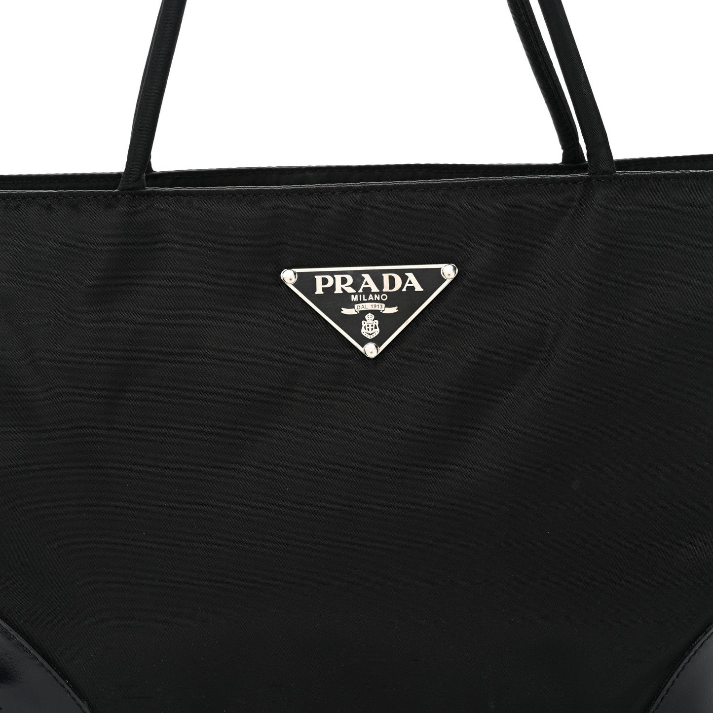Tessuto Nylon Calfskin Shopping Tote Black