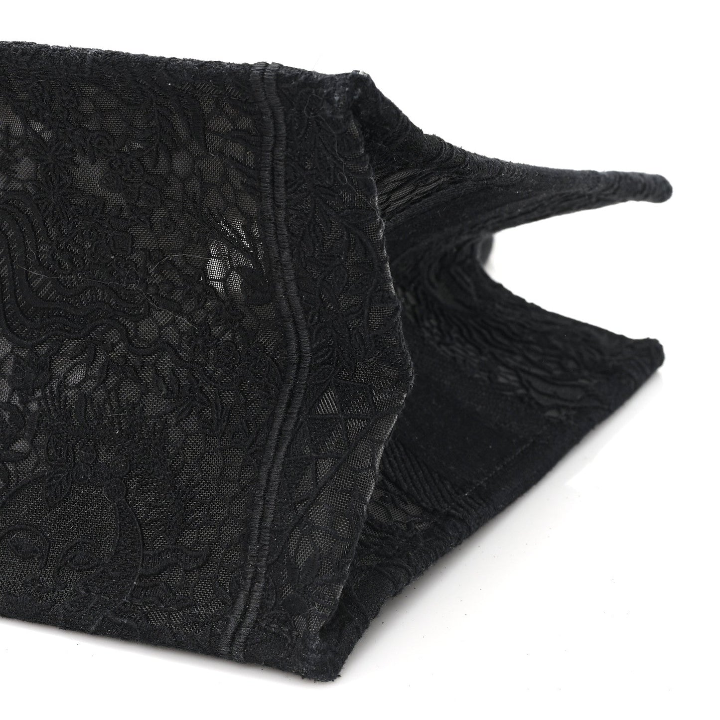 Canvas Embroidered Mesh Macrame Medium Toile de Jouy Soleil Book Tote Black