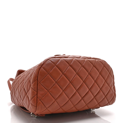 Lambskin Quilted Small Urban Spirit Backpack Brown