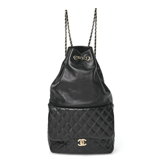 Lambskin Quilted Large In Seoul Backpack Black