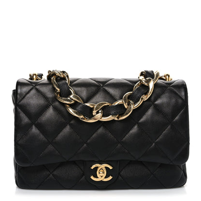 Lambskin Quilted Large CC Funky Town Flap Black
