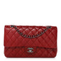 Lambskin Quilted Medium Double Flap Red