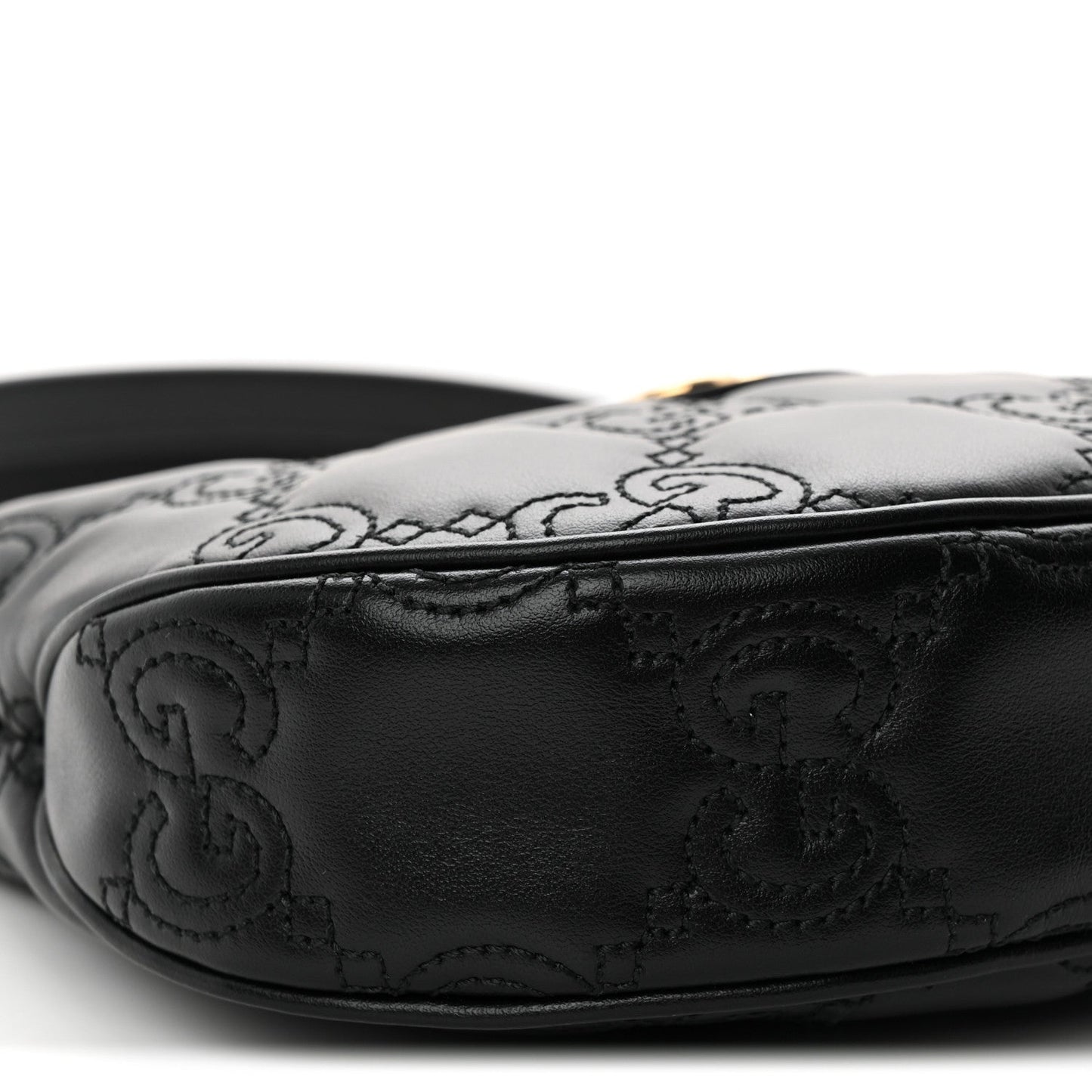 Calfskin GG Matelasse Mini Hobo Shoulder Bag Black
