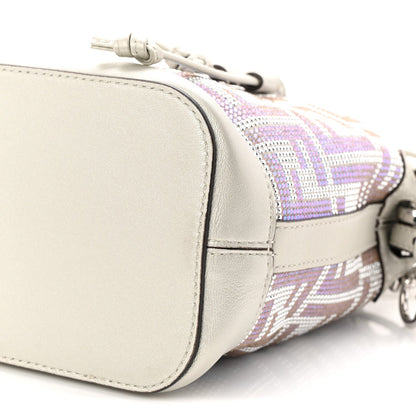 Crystal Vitello Laminato FF Mini Mon Tresor Bucket Bag Crystal Argento